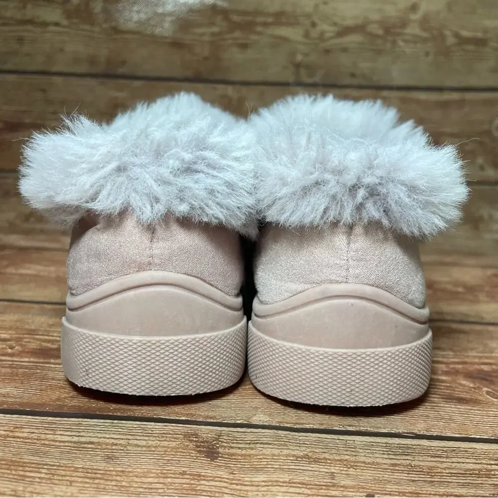 Steve Madden Jhugz Faux Fur Trim Slip-On Slippers Girl's Size 13 Pink Blush